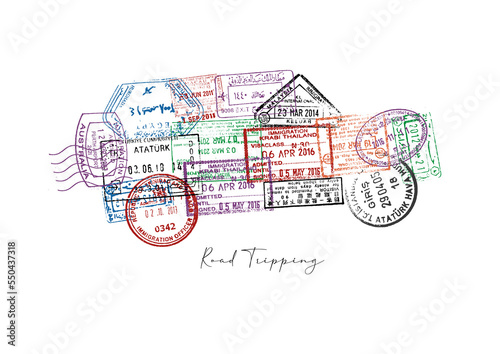 Obraz na płótnie Passport stamp car poster w salonie