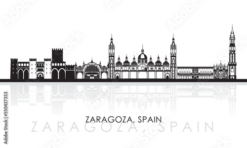 Silhouette Skyline panorama of Zaragoza, Aragon, Spain - vector illustration