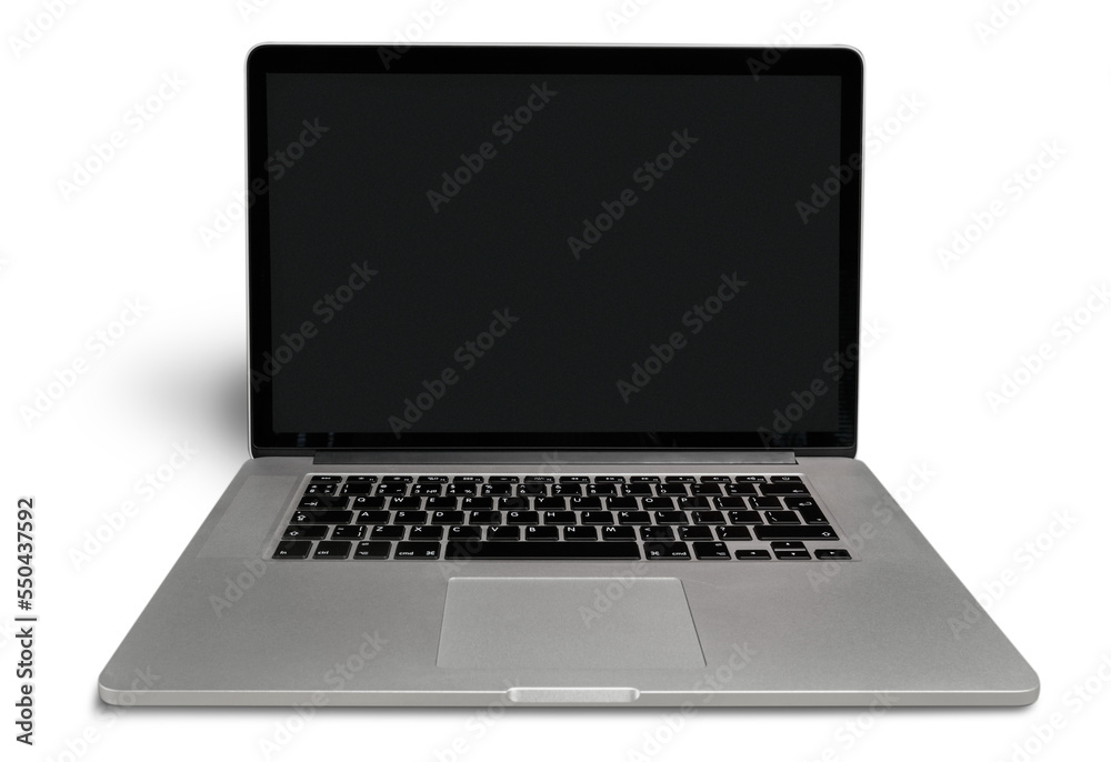 Laptop with blank white screen. Isolated on white background Laptop with blank white screen. Isolated on white background