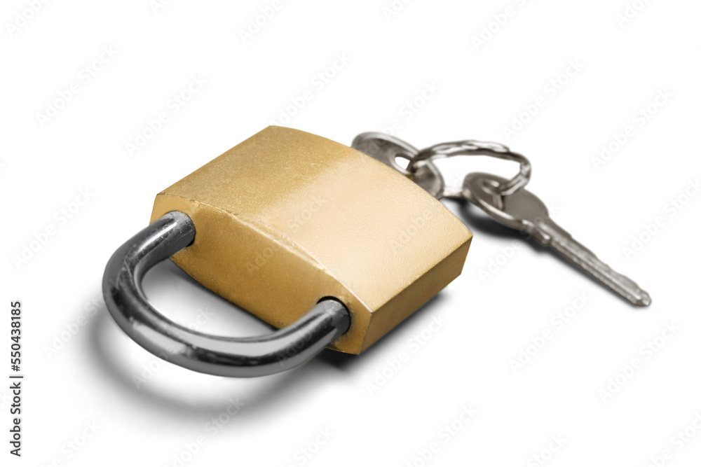 Padlock lock key isolated security metal safety