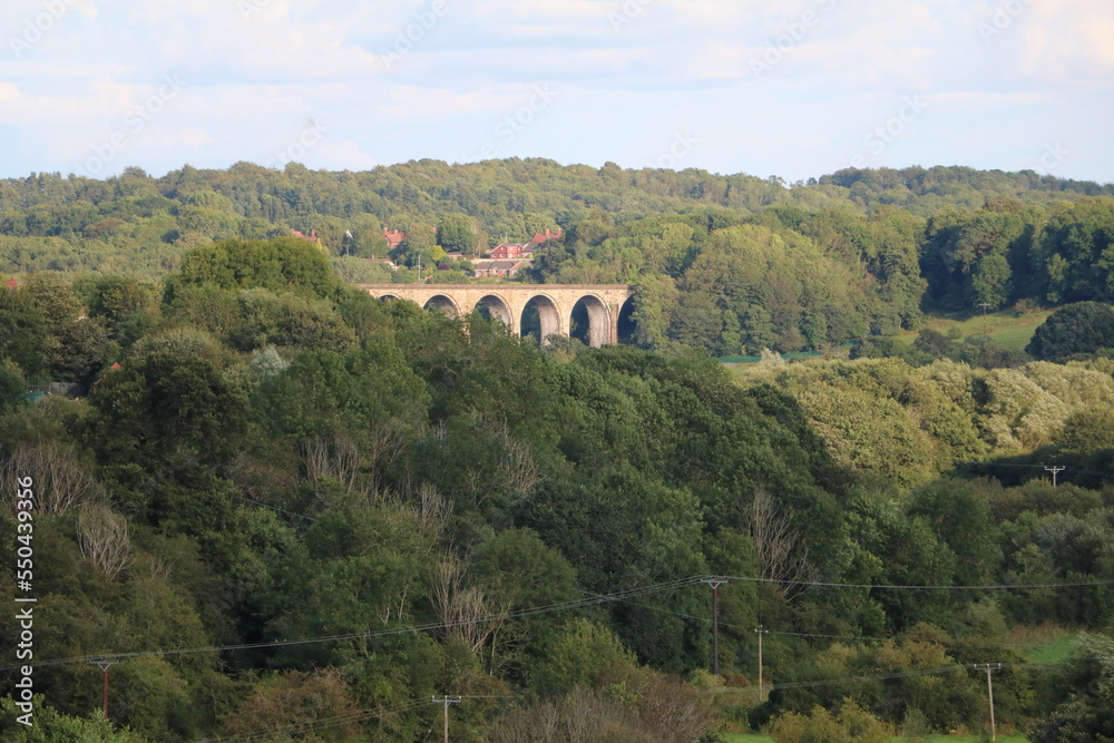 View around navigable Pontcysyllte Aqueduct, Wales United Kingdom
