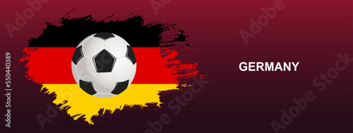 Germany Flag with Ball. Soccer ball on the background of the flag of Germany. Vector illustration for banner and poster.