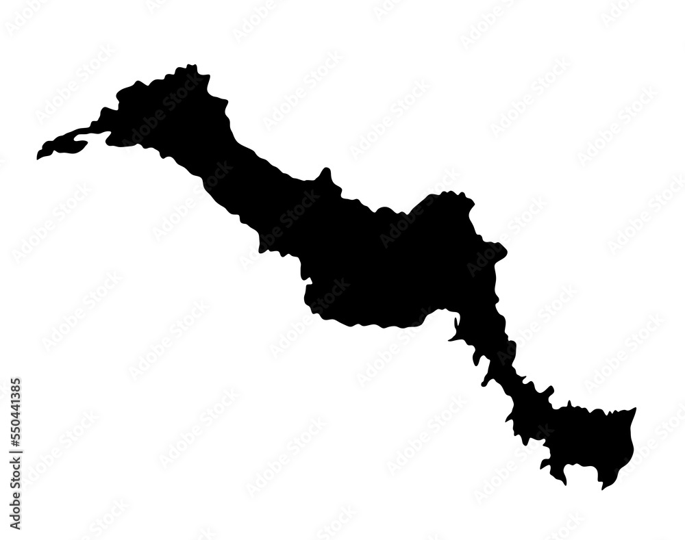 Greek island Euboea map vector silhouette isolated on white background. Evia map silhouette, island of Greece. - obrazy, fototapety, plakaty 