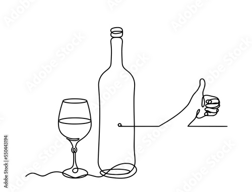 Drawing line wine with hand on the white background. Vector