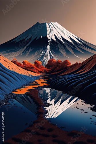 Mount Fuji inspired art poster