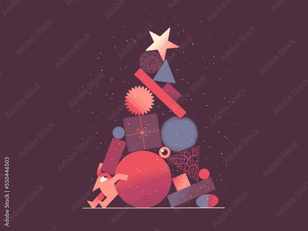 Naklejka premium Merry Christmas and Happy New Year Christmas Celebration Postcard Website illustrations 2023