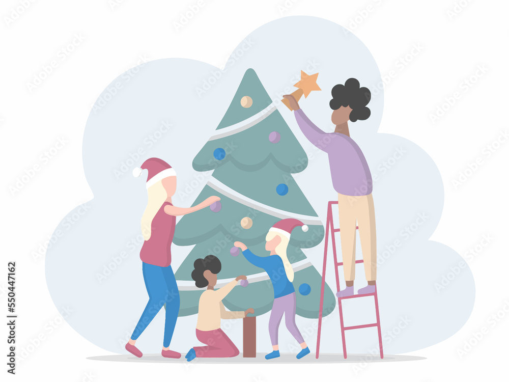 Merry Christmas and Happy New Year Christmas Celebration Postcard Website illustrations 2023