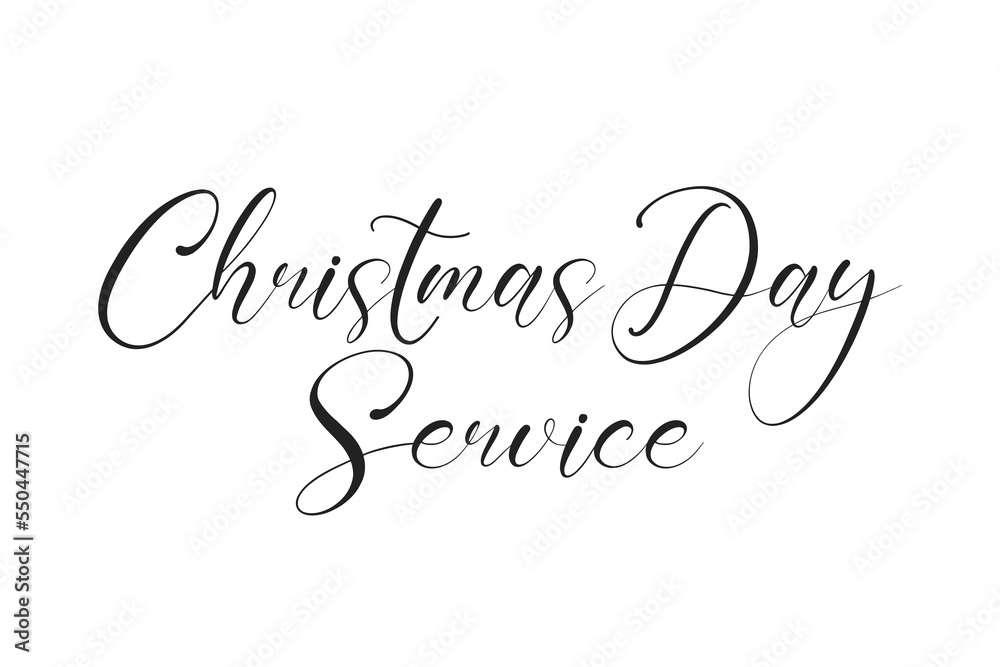 Christmas Day Service, Church Service Sign, Merry Christmas Text, Christmas Background, Vector Illustration Background