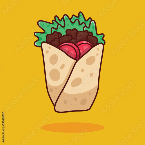 cute cartoon kebab illustration in flat design