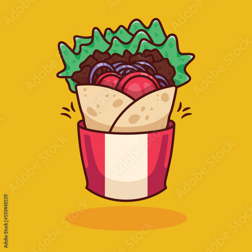 cute cartoon kebab illustration in flat design