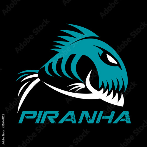 Modern fish predator piranha logo