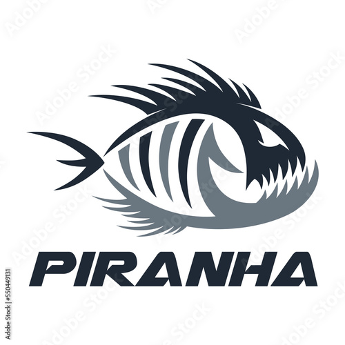 Modern fish predator piranha logo