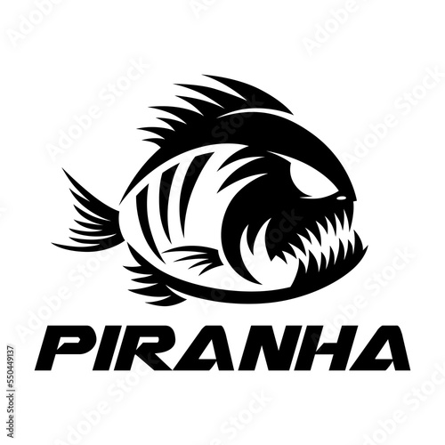 Modern fish predator piranha logo