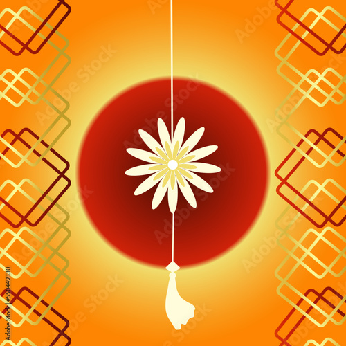 pattern in oriental style with a flower in a circle and decor on the sides