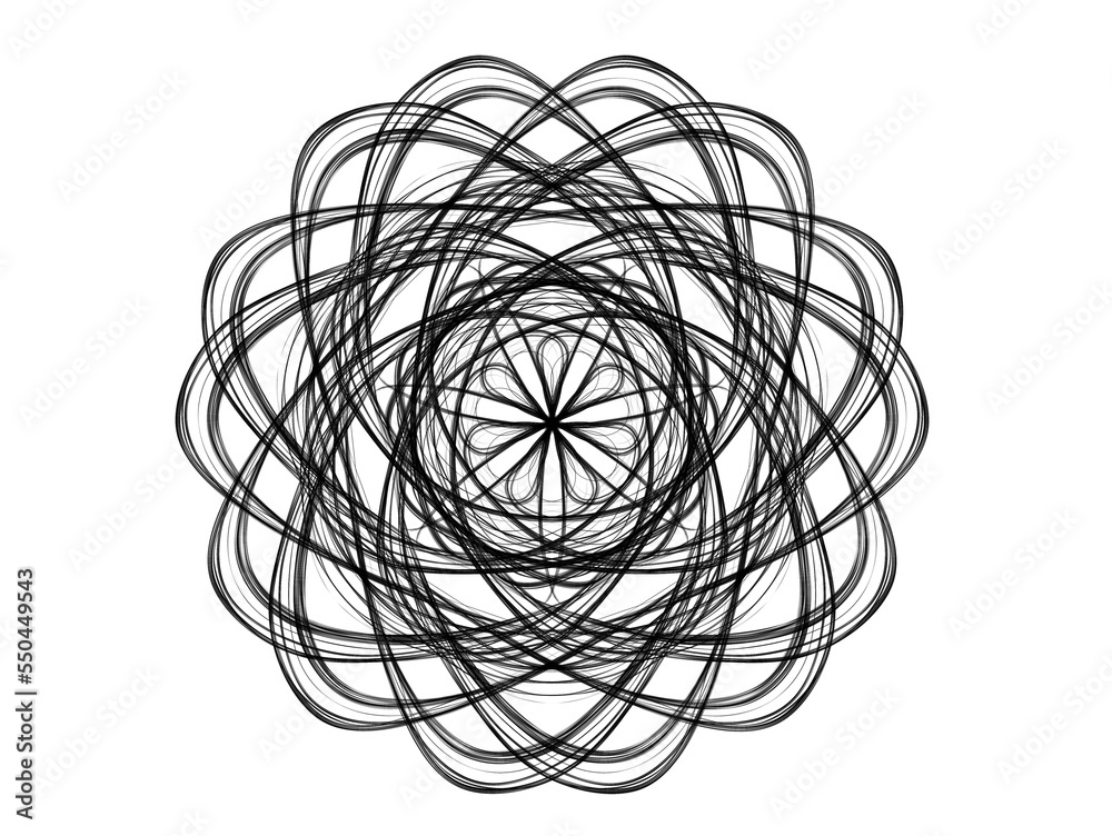 Circular flower pattern. Black complex doodle mandala. Decorative detailed pattern. Circular flower pattern. Black complex doodle mandala. Decorative detailed pattern.