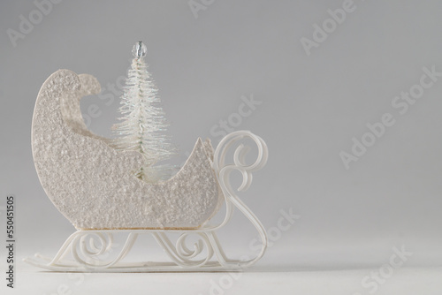 White Christmas Sleigh with Tree