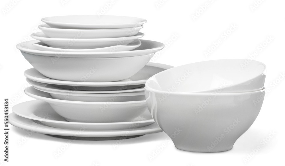 Stack of Dishes and Bowls - obrazy, fototapety, plakaty 