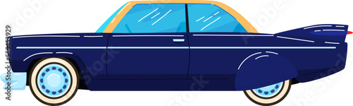 Transport vintage, retro auto, coupe automobile, transport sport, isolated on white, design, flat style vector illustration.