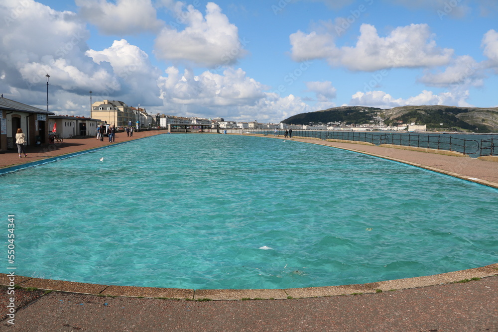 Swimming pool on Llandudno Promenade, Wales UK