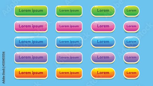 GUI Kit casual Assets for a game mobile phone, a set of buttons for the game interface - vector UI objects. Vector.