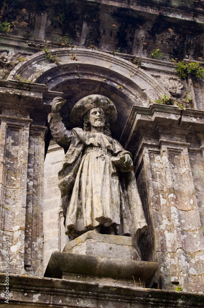 Statue of apostel, facade of Santiago cathedral.