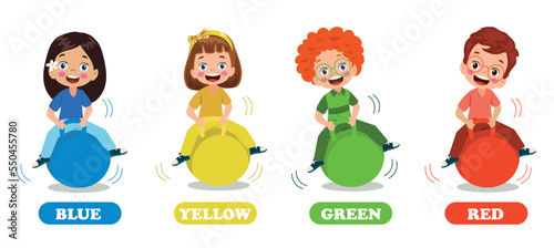 Kids Bouncing On Hopper Ball and colours