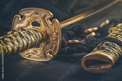 Canvas Print Japanese samurai katana sword and scabbard close up