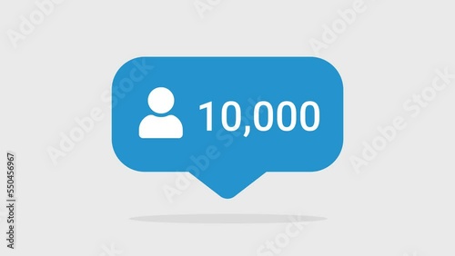Social media followers symbol - Counting online users following in blue bubble. 2d animation photo