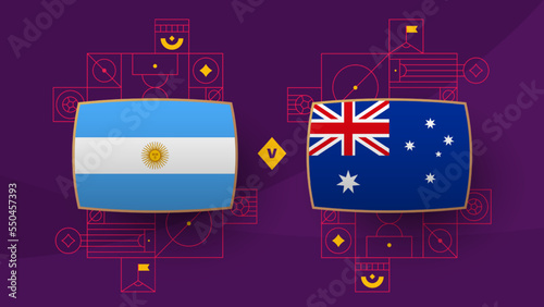 argentina vs australia playoff round of 16 match Football 2022. 2022 World Football championship match versus teams intro sport background, championship competition poster, vector illustration