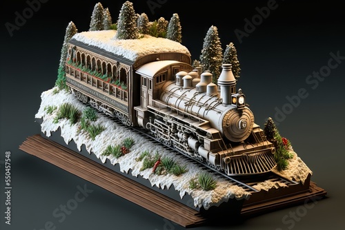 Chirstmas isometric diorama sculpture of train #1 photo