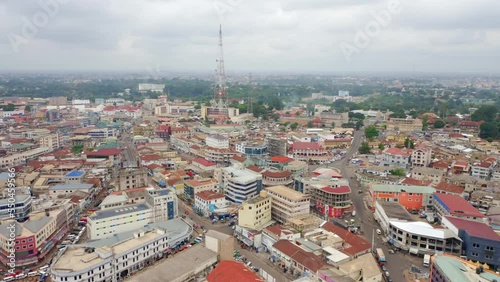 Aerial view of the buildings of Kumasi, Ghana photo