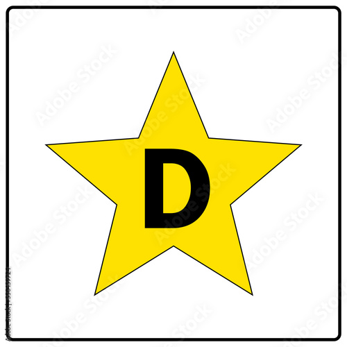 Fire classification sign and label class D combustible metals letter symbol