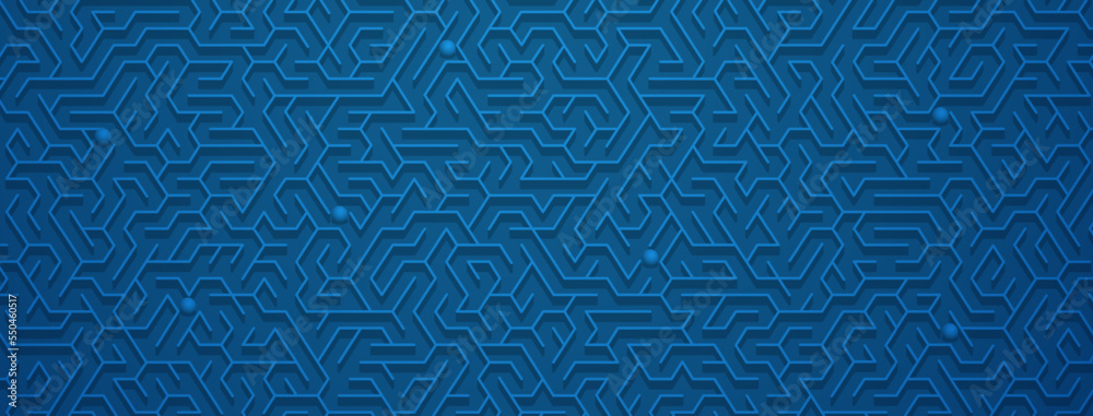 Abstract background with maze pattern in various shades of blue colors