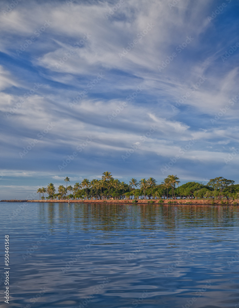 Ocean View of Magic Island in Honolulu, Hawaii.
