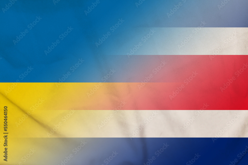 Naklejka premium Ukraine and Costa Rica state flag international relations CRI UKR