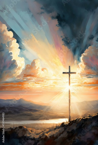 Spiritual illustration jesus cross christianity background art crucifix god
religion artwork religious landscape biblical spirit light star sunlight 
symbolic faith holy bible church easter christmas