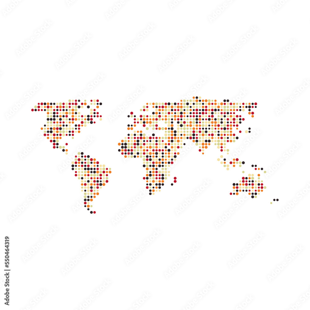 Fototapeta premium World Map Silhouette Pixelated generative pattern illustration