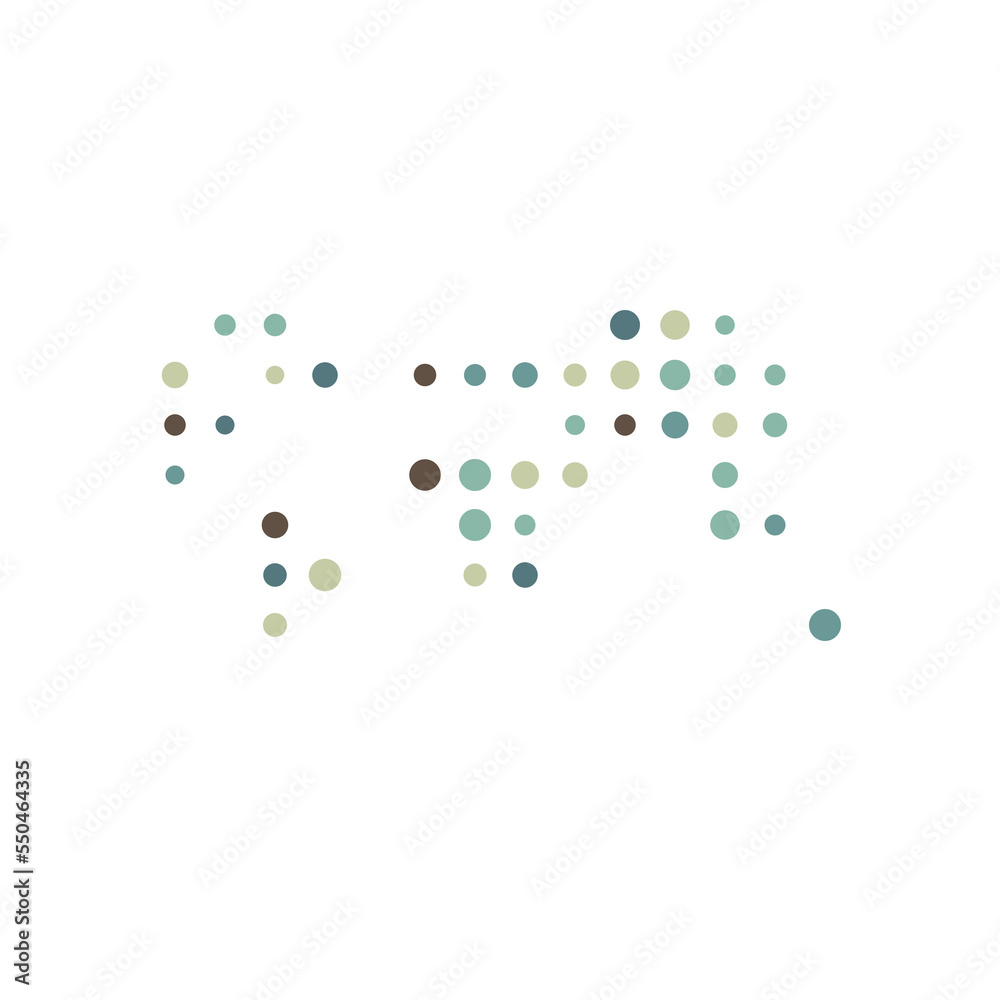 World Map Silhouette Pixelated generative pattern illustration