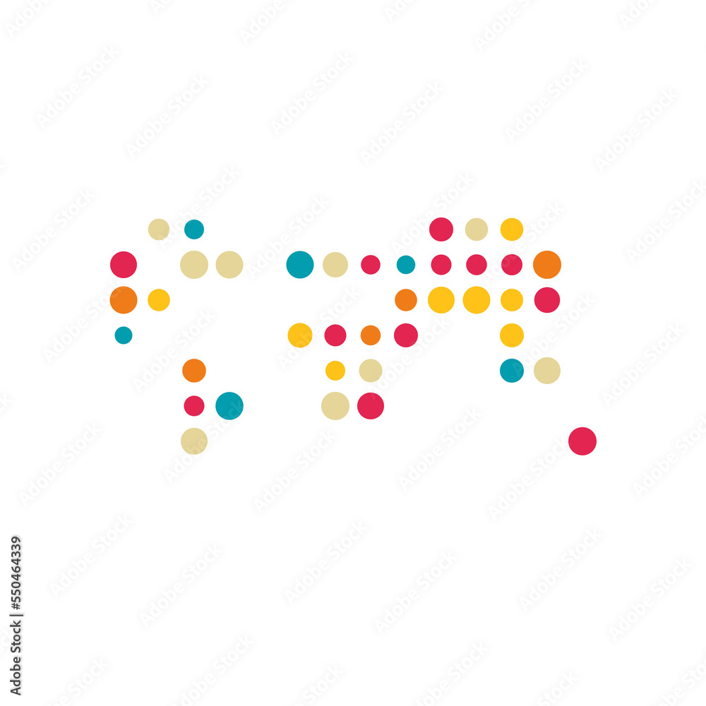 World Map Silhouette Pixelated generative pattern illustration World Map Silhouette Pixelated generative pattern illustration