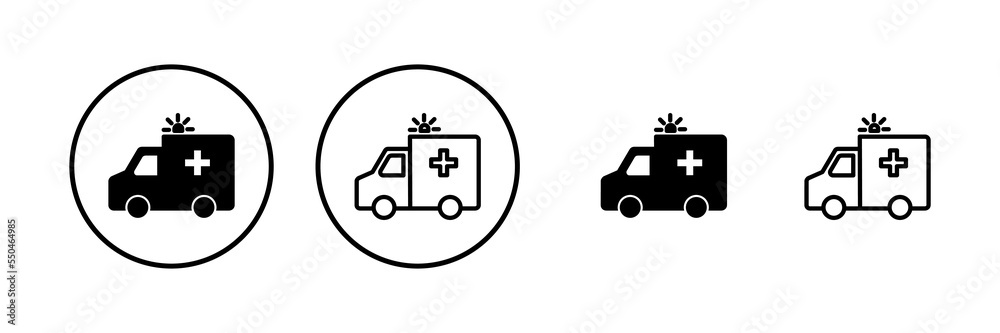 Ambulance icon vector illustration. ambulance truck sign and symbol. ambulance car Ambulance icon vector illustration. ambulance truck sign and symbol. ambulance car
