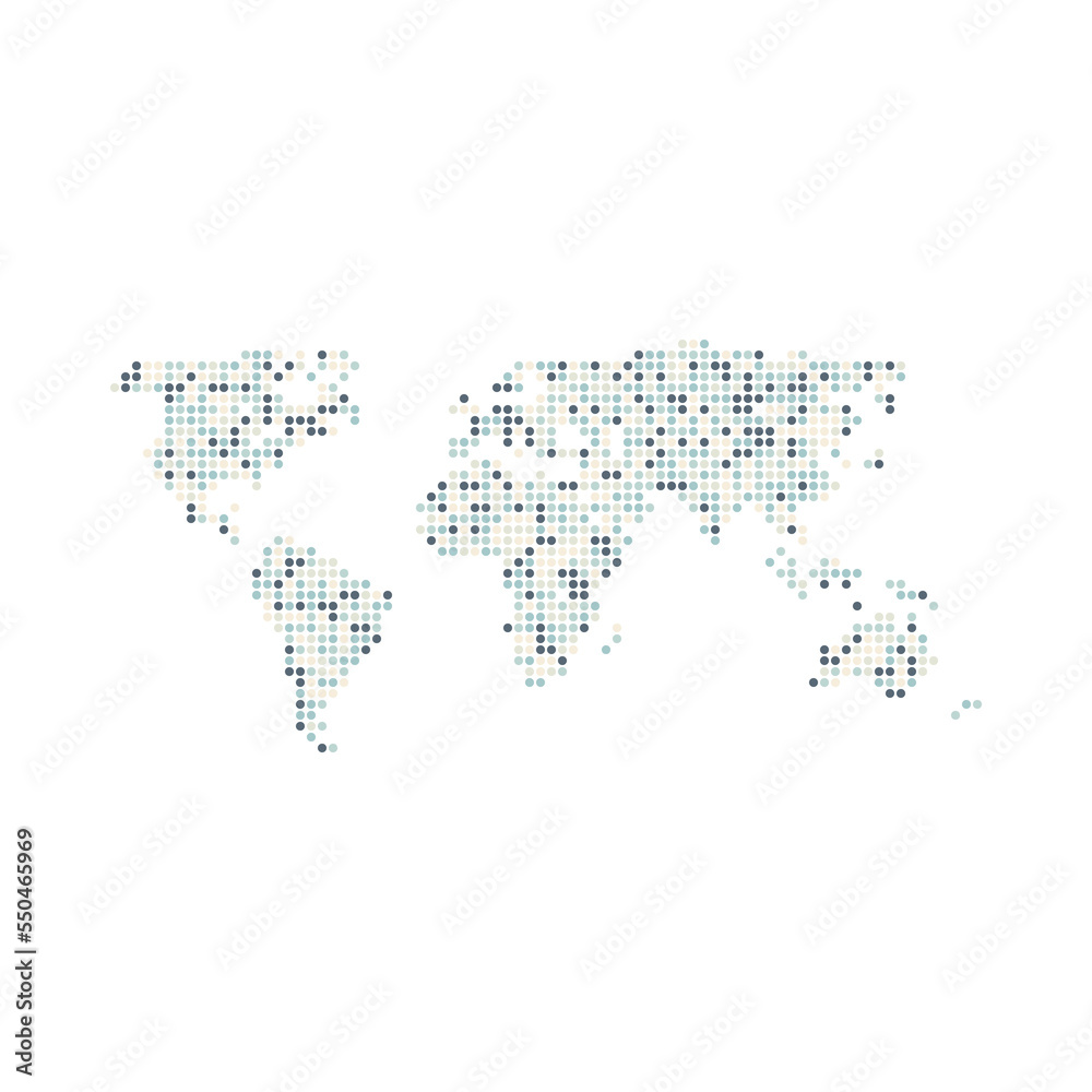 Obraz premium World Map Silhouette Pixelated generative pattern illustration