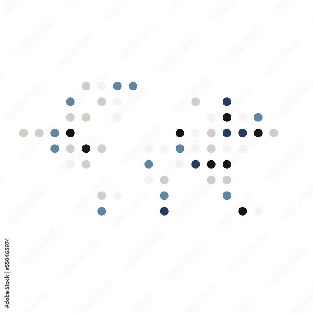 World Map Silhouette Pixelated generative pattern illustration