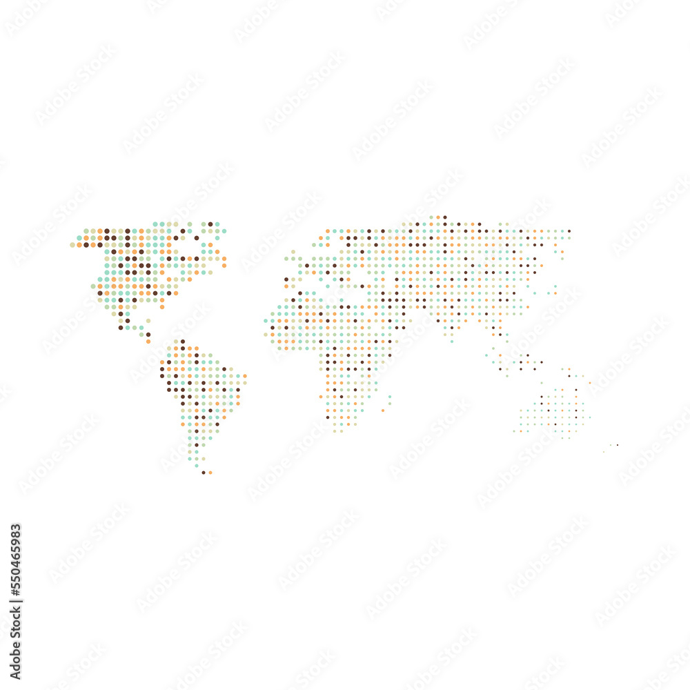 Fototapeta premium World Map Silhouette Pixelated generative pattern illustration