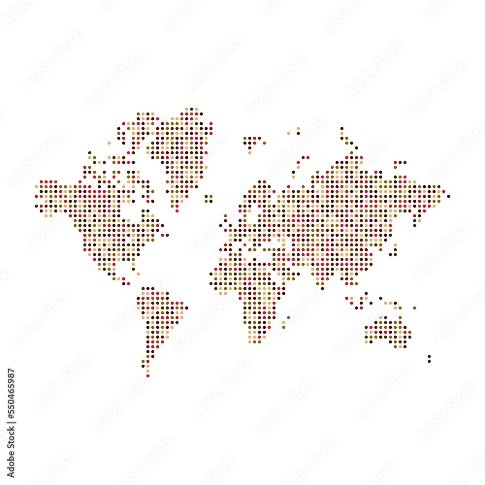 World Map Silhouette Pixelated generative pattern illustration
