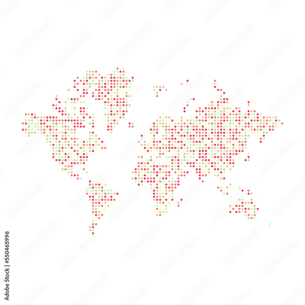 Fototapeta premium World Map Silhouette Pixelated generative pattern illustration