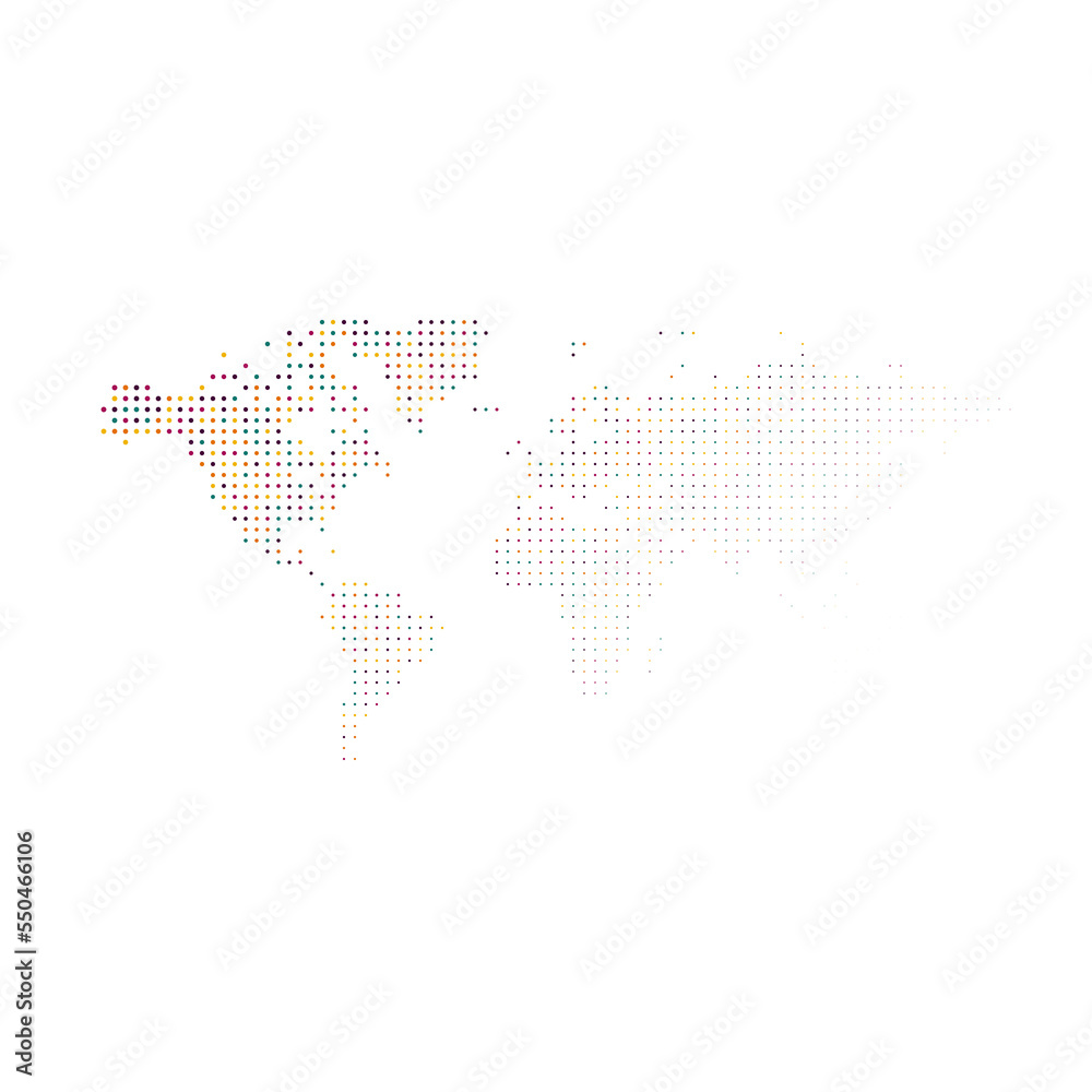Fototapeta premium World Map Silhouette Pixelated generative pattern illustration