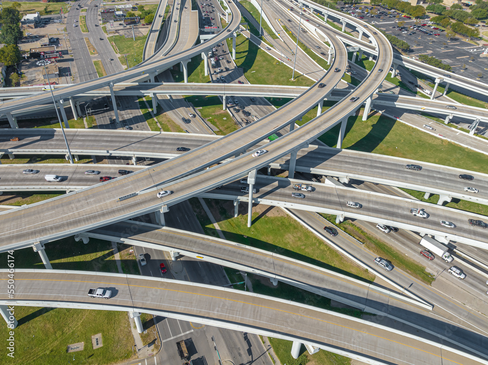 Aerial View of Massive Dallas Highway Infrastructure