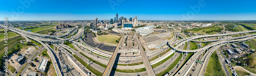 Panorama Aerial View of Massive Dallas Highway Infrastructure