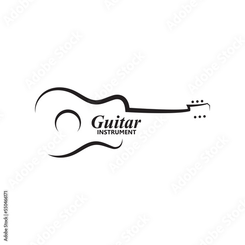 Guitar musical instrument Logo template with simple shape.