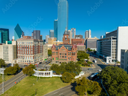 Aerial of Dealey Plaza Downtown Dallas Skyline photo